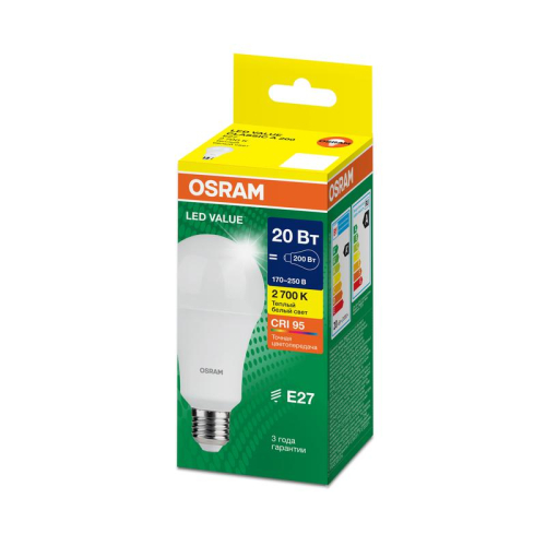 Лампа светодиодная LED G4 Value LVCLA200 20W/927 CRI95 20Вт 2700К 2000лм грушевидная матов. E27 170-250В OSRAM 4058075579293