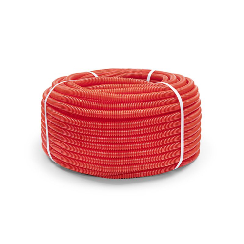 Труба гофрированная ПНД защитная d20/14.1мм для МПТ (пешель) красн. (уп.100м) Промрукав PR02.0088