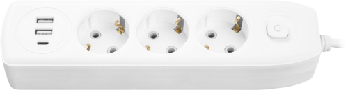 Удлинитель 3х3м с заземл. 10А IP20 90 839 OPE-USB-03-300-ESC-3x1 USB 2xType-A + Type-C с кнопкой ОНЛАЙТ 90839