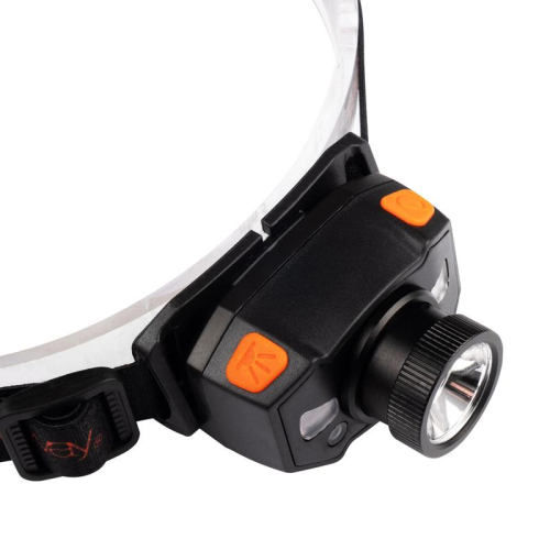 Фонарь аккумуляторный налобный AccuH1-L5WZ-og zoom LED 5Вт + 2хRED SMD IP54 5 режимов: 100проц. 180лм 3.5ч/50проц. 110лм 5.5ч/30проц. 65лм 15ч/красн. 28ч/мигающ. красн. 12ч аккум. 0.8А.ч управл. жестами черн./оранж. JazzWay 5036611