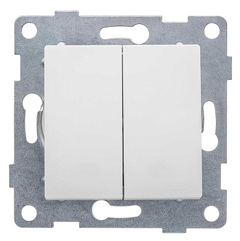 Переключатель проходной 2-кл. СП Ugra 10А 250В для двух цепей механизм бел. матов. GUSI С11В8-041