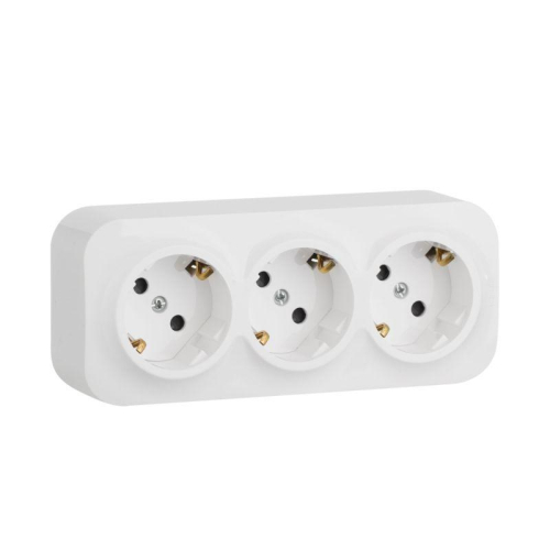 Розетка 3-м ОП Quteo 16А IP20 250В 3х2P+E с заземл. защ. шторки бел. IEK 782238