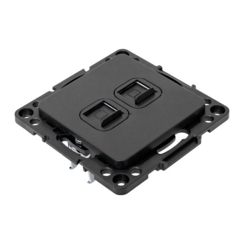 Розетка компьютерная 2-м Стокгольм RJ-45 механизм черн. EKF EZK02-035-10