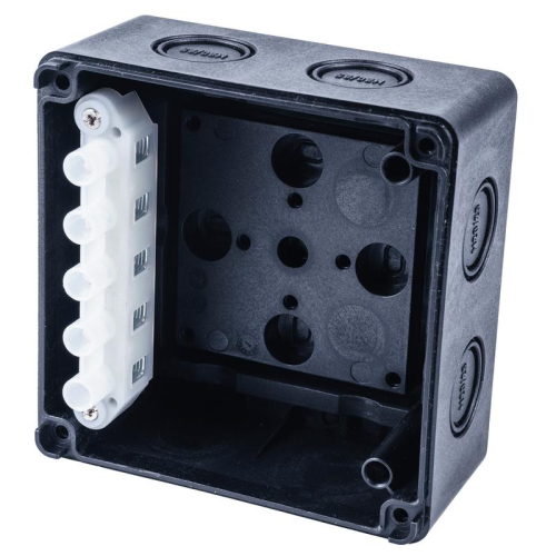 Коробка распределительная 110х110х67мм IP65 в комплекте с клеммным рядом 5х6кв.мм 41А черн. Extherm JB-60-BL