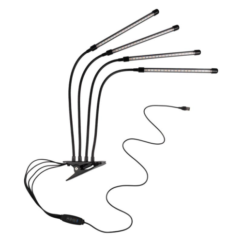 Светильник светодиодный "КРИСТАЛЛ" CTL2-USB-bl Agro 4х10Вт IP40 для растений спектр 4 плафона на прищепке пульт на шнуре красн./син. ФАZА 5068810