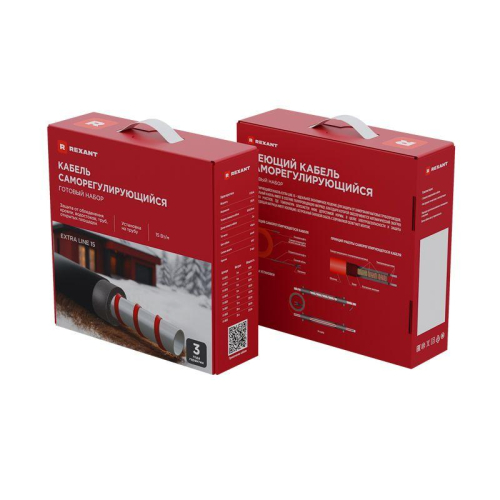 Кабель греющий саморег. Extra Line (комплект для труб) 15MSR-PB 8M (8м/120Вт) REXANT 51-0619
