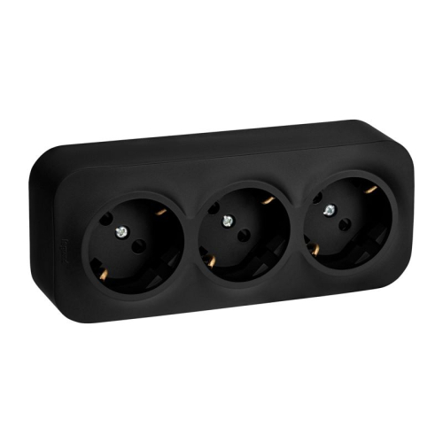 Розетка 3-м ОП Quteo 16А IP20 250В 3х2P+E с заземл. защ. шторки черн. матов. IEK 782473