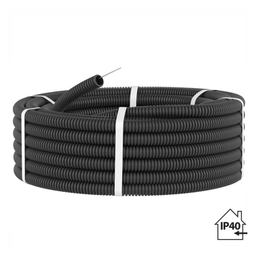 Труба гофрированная ПНД d32мм с протяжкой черн. (уп.50м) TOKOV ELECTRIC TKE-PND32-BL-50