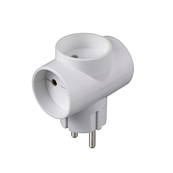 Разветвитель 3-м без заземл. 10А 2200Вт 250В Т-образ. бел. DОМТОК 2662