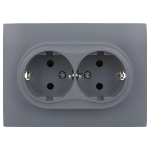 Розетка 2-м SKANDY 16А с заземл. защ. шторки в сборе SK-R07Gr сер. IEK SK-R24-16-K03-F