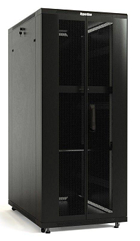 Шкаф напольный TTB-4781-DD-RAL9004 19дюйм 47U 2277х800х1000мм передн. и задн. распашные перфорир. двери 75% ручка с замком крыша нового типа разобран. RAL 9004 черн. Hyperline 392700