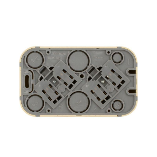 Розетка 2-м ОП Quteo 16А IP20 250В 2х2P+E с заземл. без защ. шторок дерево IEK 782293