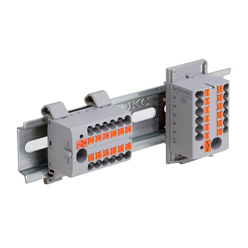 Блок распределительный зажим push-in 1 ввод 6кв.мм 4 точки подключения 25кв.мм сер. DKC DTP1-104-104SPUG