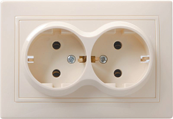 Розетка 2-м СП Кварта РС12-3-Км 16А IP20 с заземл. без защ. шторок керамика крем. GENERICA ERK21-K33-16-K