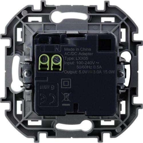 Устройство зарядное Inspiria с 2-мя USB разьемами A и C 240В/5В 3000мА антрацит IEK 673763