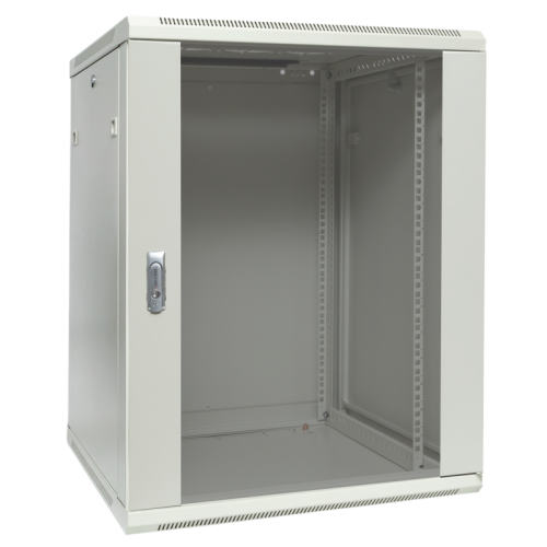 Шкаф настенный 19дюйм TERACOM PRO 12U 600х450мм дверь стеклянная с замком-ручкой сер. EKF TRP-WLL-1264-40G