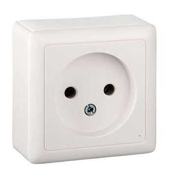 Розетка 1-м ОП Хит 10А IP20 250В без заземл. без защ. шторок с изолир. пластиной бел. SE RA10-131I-B