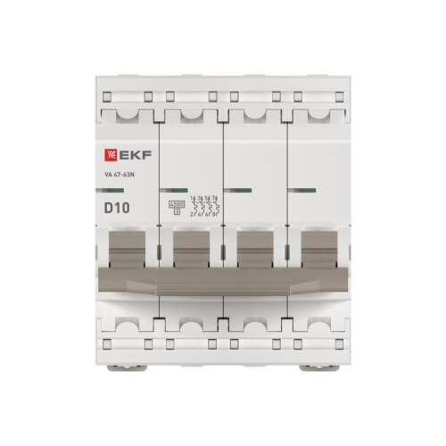 Выключатель автоматический 4п D 10А 4.5кА ВА 47-63N PROxima EKF M634410D