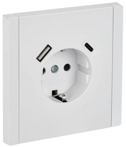 Розетка FORTE&PIANO FP247 16А USB A+C 18Вт с заземл. защ. шторки винт. крепл. бел. IEK FP-R14-16-U22-018-K01
