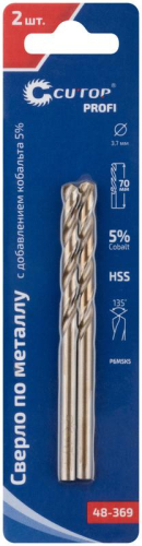 Набор сверл по металлу Profi 3.7х70мм с кобальтом 5проц. (уп.2шт) Cutop 48-369