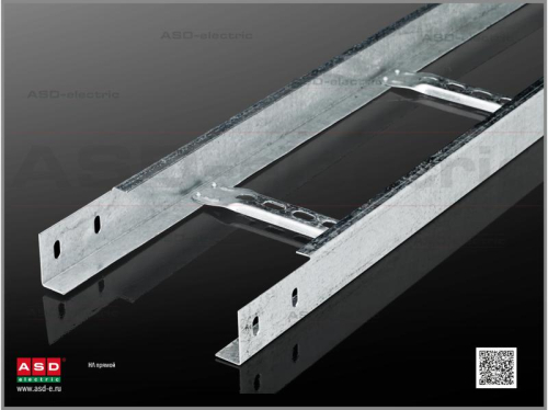 Лоток лестничный 400х100 L3000 сталь 1.5мм НЛц оцинк. ASD-electric EI-01.23.51.024