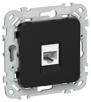 Розетка компьютерная СП FLITE РК5е-1-0-ФлЧ RJ45 кат.5E UTP механизм черн. IEK FI-K12-1-K02