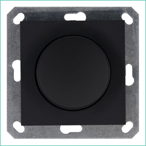 Светорегулятор поворотно-нажимной (диммер) LED 30-400Вт 1gang 2way механизм черн. матов. soft touch Jasmart G4012PB