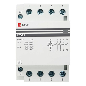 Контактор модульный КМ 63А 2NО+2NC (3 мод.) PROxima EKF km-3-63-22