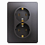 Розетка 2-м СП Glossa 16А IP20 250В с заземл. в сборе графит SE GSL001324