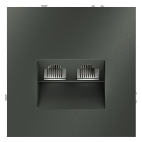 Розетка компьютерная 2-м СП S70 RJ45 + RJ45 кат.6 механизм титан Voltum VLS060206