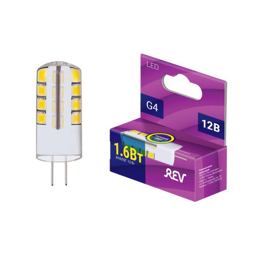 Лампа светодиодная JC G4 1.6Вт 120лм 2700К теплый свет REV 32365 5