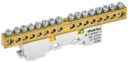 Шина PE "земля" неизол. на универс. держ. 8х12-16-Ж TEKFOR IEK TF-NN20-16-DL-K05