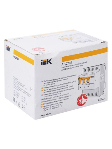 Выключатель автоматический дифференциального тока 4п (3P+N) C 25А 300мА тип A 6кА АВДТ-34 KARAT IEK MAD22-6-025-C-300