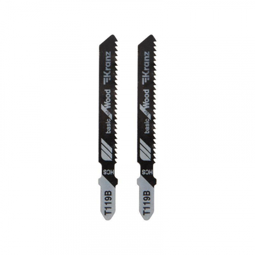 Пилка для электролобзика по дереву T119B 76мм 12 зубьев на дюйм 4-30мм (уп.2шт) Kranz KR-92-0310