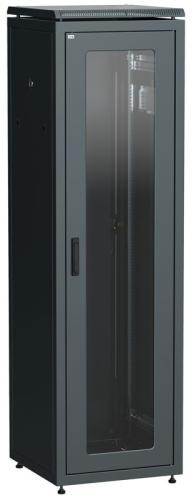 Шкаф сетевой 19дюйм LINEA N 42U 600х800мм стеклянная передняя дверь задняя металлическая черн. ITK LN05-42U68-GM
