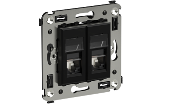 Розетка телефонная 2-м RJ-12 СП Avanti "Черный матовый" DKC 4412314