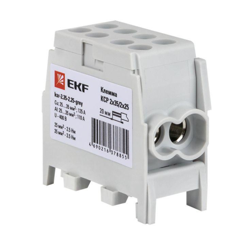 Клемма распределительная КСР с двойн. винтом 2х35/2х25 сер. PROxima EKF ksr-2.35-2.25-grey