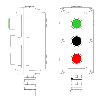 Пост управления взрывонепроницаемый из алюминия LCSD-03-B-MC-L1G(220)x1-P1B(11)x1-P1R(11)x1-PCMB-KA3MHK DKC LCSD21000106