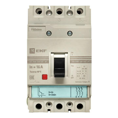 Выключатель автоматический 3п 100/ 16А 35кА ВА-99М РМРС PROxima EKF mccb99-100-16m-om