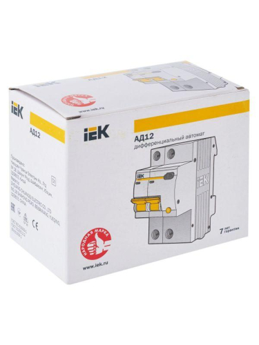 Выключатель автоматический дифференциального тока 2п C 6А 10мА тип AC 4.5кА АД-12 KARAT IEK MAD10-2-006-C-010