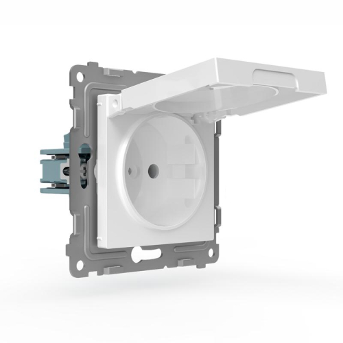 Розетка 1-м СП Pixel IP44 с заземл. защ. шторки с крышкой механизм бел. TOKOV ELECTRIC TKE-PX-R1ZSW1-C01-IP44