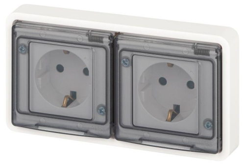 Розетка Эксперт 11-2524-01 2х2P+E гориз. IP55 шторки 16А-250В СУ бел. Эра Б0063254