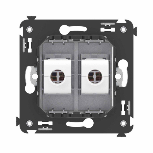 Розетка компьютерная 2-м СП Avanti "Закаленная сталь" RJ45 кат.6A без шторок механизм DKC 4404674