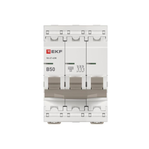 Выключатель автоматический 3п B 50А 4.5кА ВА 47-63N PROxima EKF M634350B