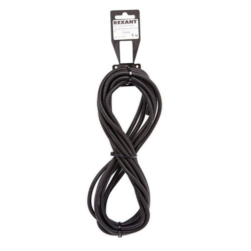 Труба автомобильная гофрированная ПП разрезная d4.7мм черн. (уп.5м) Rexant 15-0505