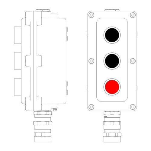 Пост управления взрывонепроницаемый из алюминия LCSD-03-B-MC-P1B(11)x1-P1B(11)x1-P1R(11)x1-PCMB-KA3MHK DKC LCSD21000102