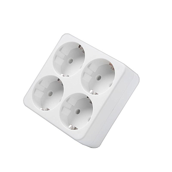 Разветвитель 4-м с заземл. 16А 3500Вт 250В квадрат бел. DОМТОК 2661