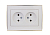 Розетка 2-м СП Rain 16А IP20 без заземл. с зол. боковой вставкой керамика бел. LEZARD 703-0226-128