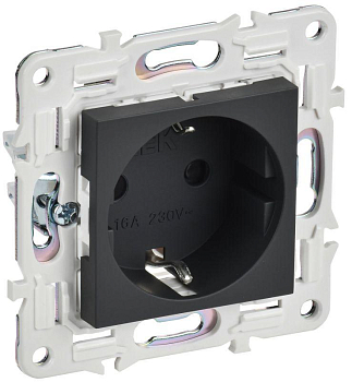 Розетка SKANDY 16А с заземл. защ. шторки безвинт. крепл. SK-R06G графит IEK SK-R14-16-1-K53
