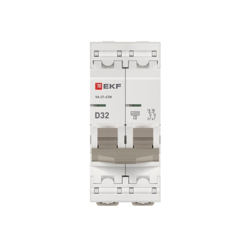 Выключатель автоматический 2п D 32А 4.5кА ВА 47-63N PROxima EKF M634232D